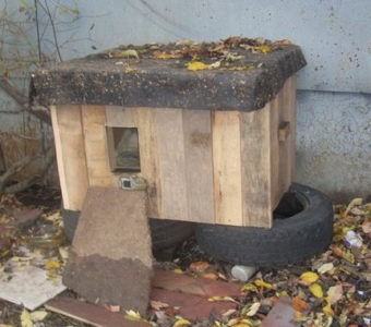 уличный теплый домик для кошки своими руками